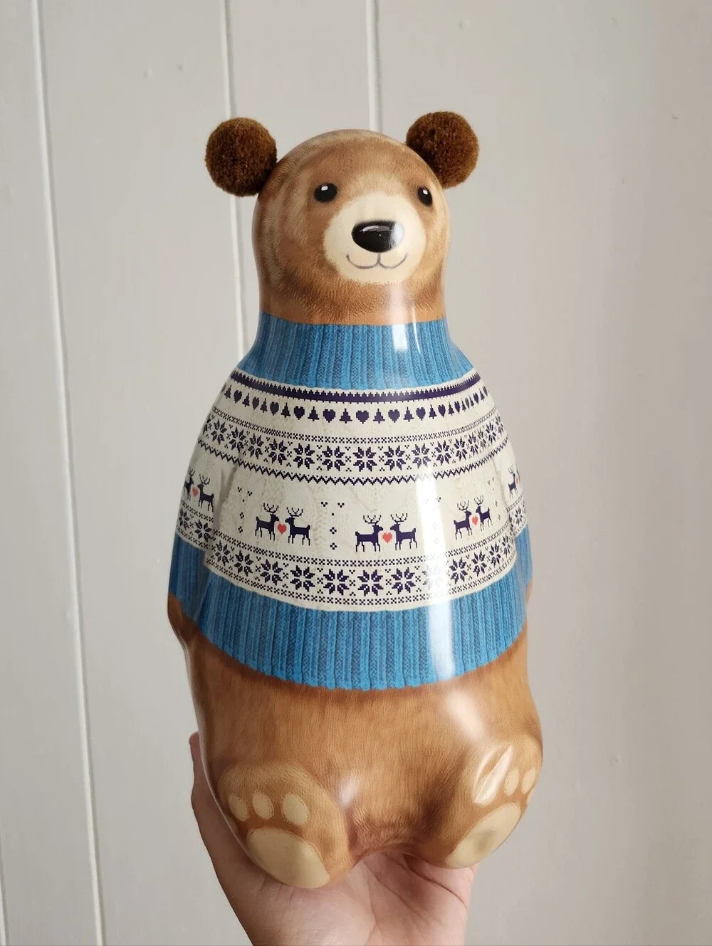 Teddy Bear In Fair Isle Sweater Empty Container
